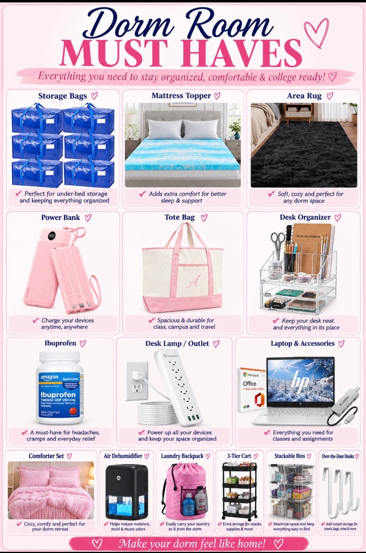 Dorm move-in is so much easier when you have the little things that make a BIG difference. 🎀🏡 From extra storage and a comfy mattress topper to laundry solutions, organization, and all those “I didn’t know I needed that!” essentials—these are the dorm room must-haves I’d make sure were packed before move-in day.

Save this list for college shopping! 💕🎓

#DormRoomMustHaves #CollegeDormEssentials #DormRoomIdeas #CollegeMoveIn #DormRoomInspo

#LTKU #LTKmomlife #LTKHome