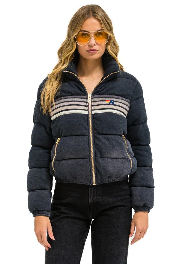 5 STRIPE FADED APRES JACKET - FADED SMOKE | Aviator Nation