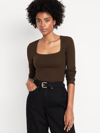 Long-Sleeve Square-Neck Top | Old Navy (US)
