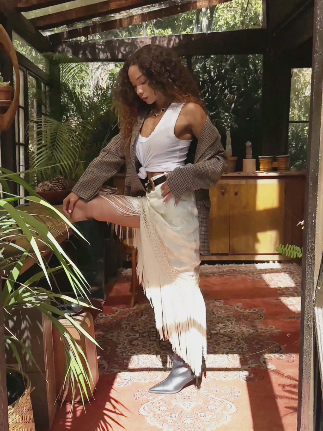 White Fringe Skirt for Women | 12th Tribe | 12th Tribe