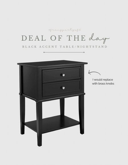 Cute black nightstand/accent table on deal on Amazon! Such a great price! I would replace the knobs with round brass knobs.

#LTKhome #LTKsalealert #LTKunder100