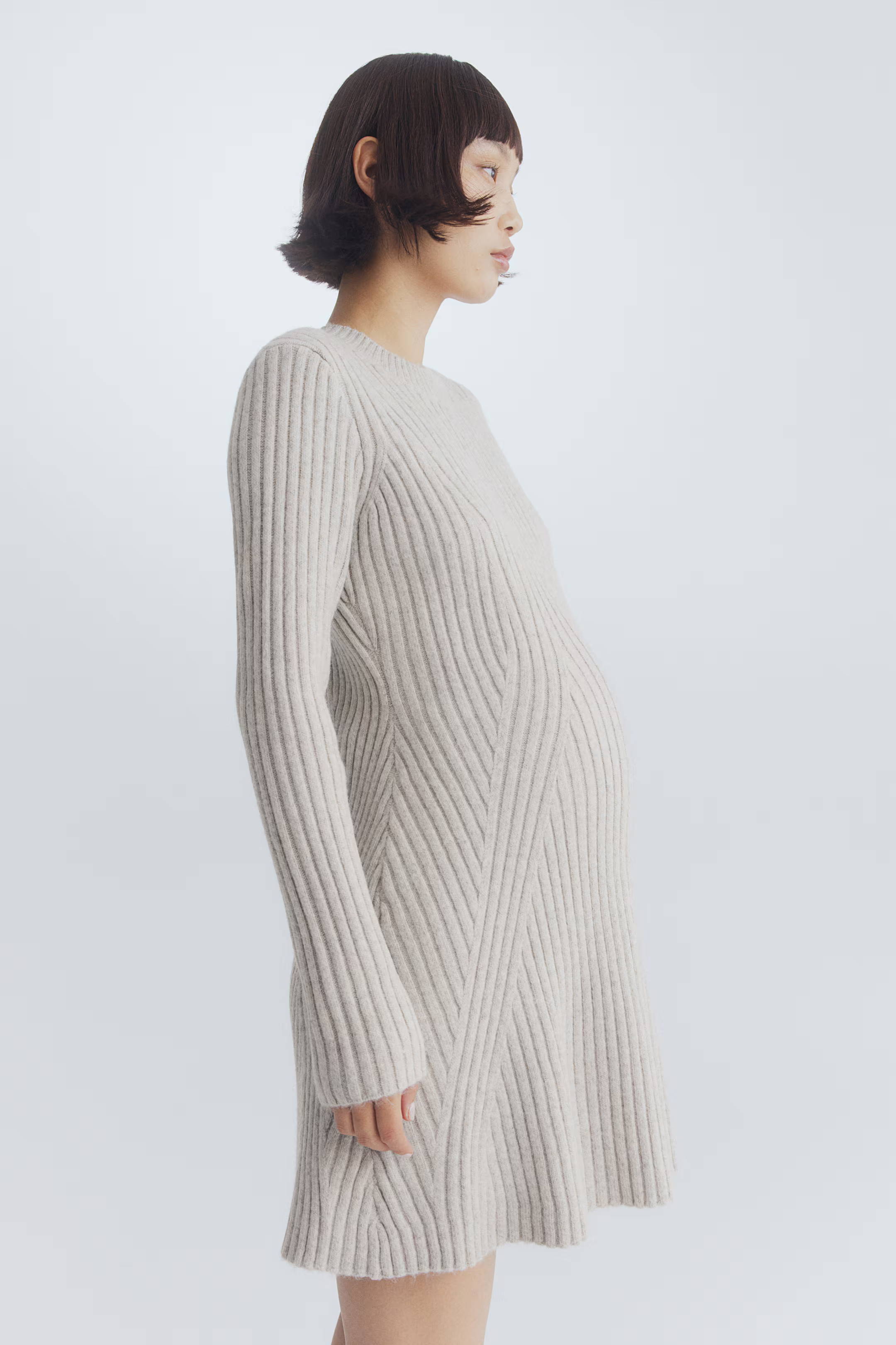 MAMA Rib-Knit Dress - Light taupe - Ladies | H&M US | H&M (US + CA)