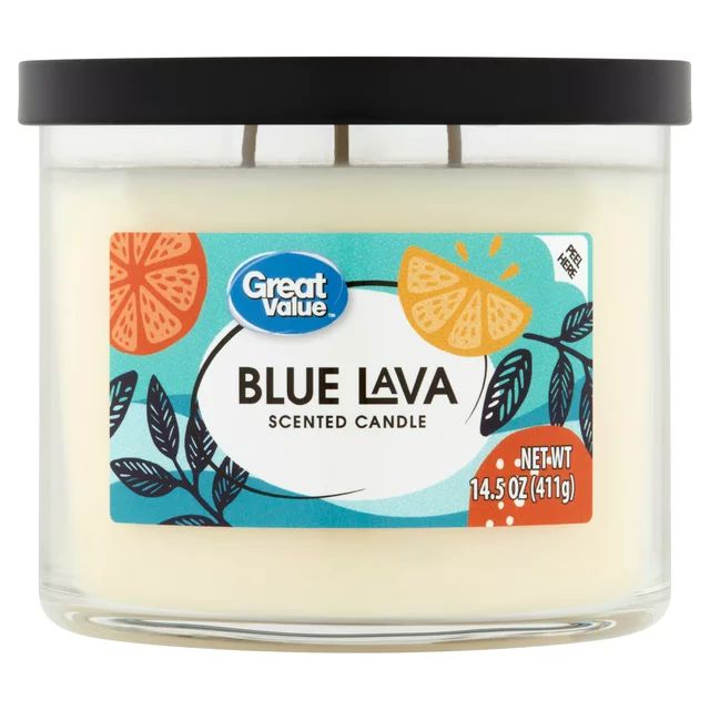 Great Value Scented Candle, 3 Wick, Blue Lava, 14 oz | Walmart (US)