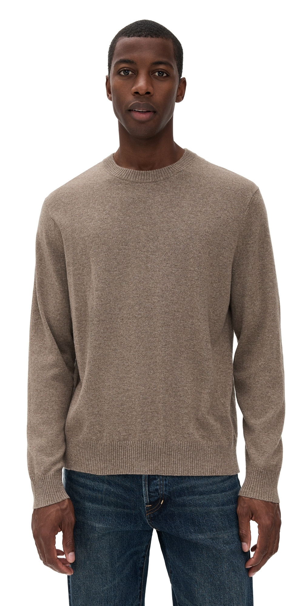 Theory Hilles Crew Neck Sweater in Cashmere Dark Feather Melange S | Shopbop
