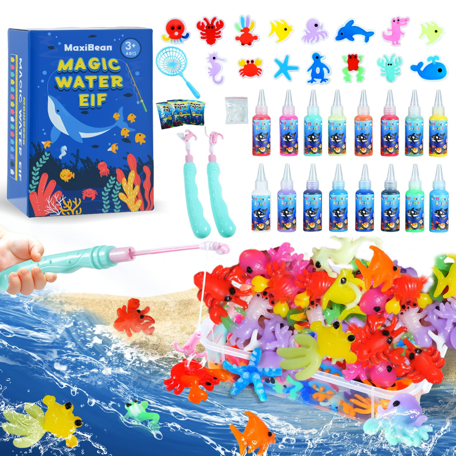 Magic Water Elf Toy Kit,Aqua Water Gel with 16 Magic Gels and 15 Shape Molds,Water Beads for Kids... | Amazon (US)