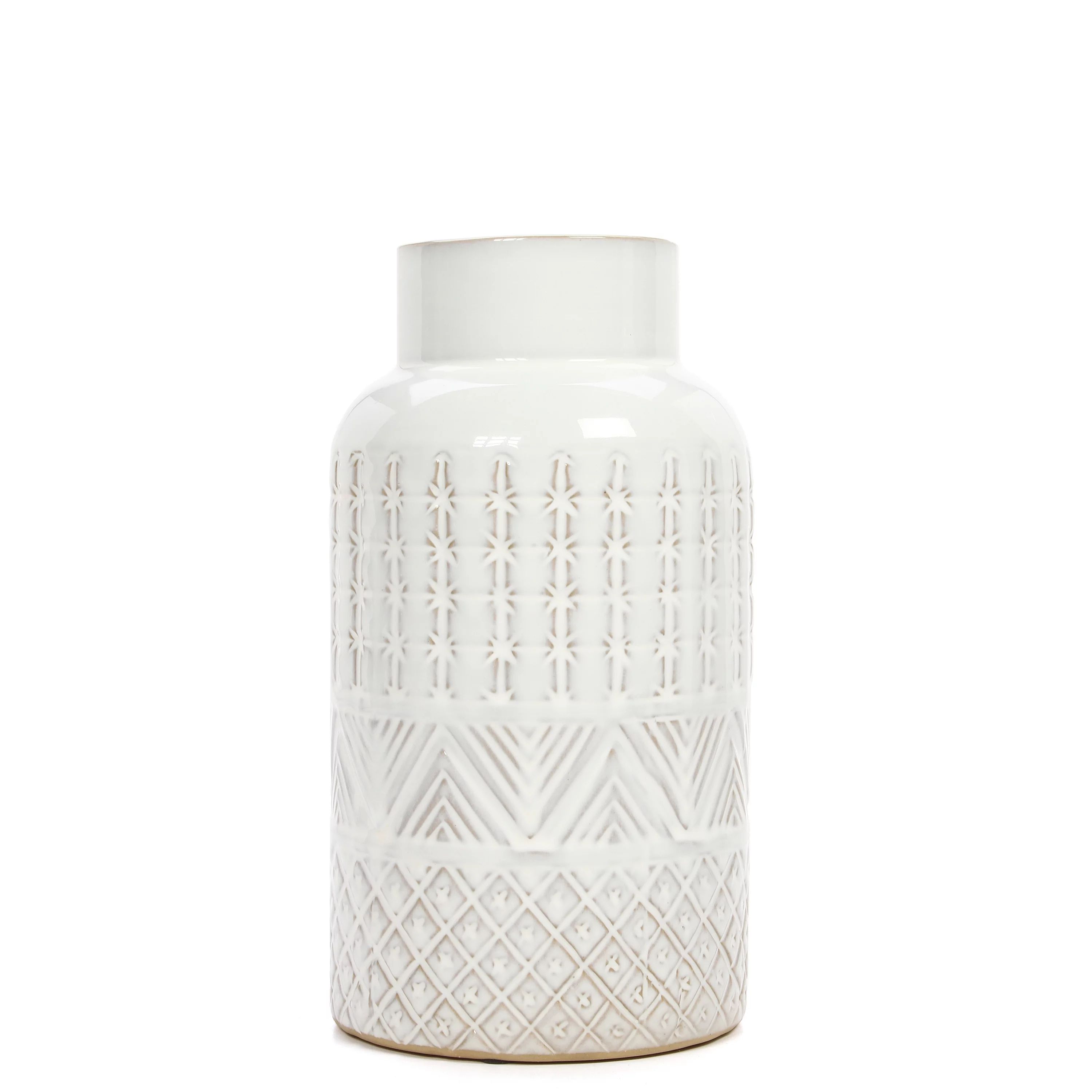 Better Homes and Gardens Cream Ceramic Textured Vase, 5" x 5" x 9.5" - Walmart.com | Walmart (US)
