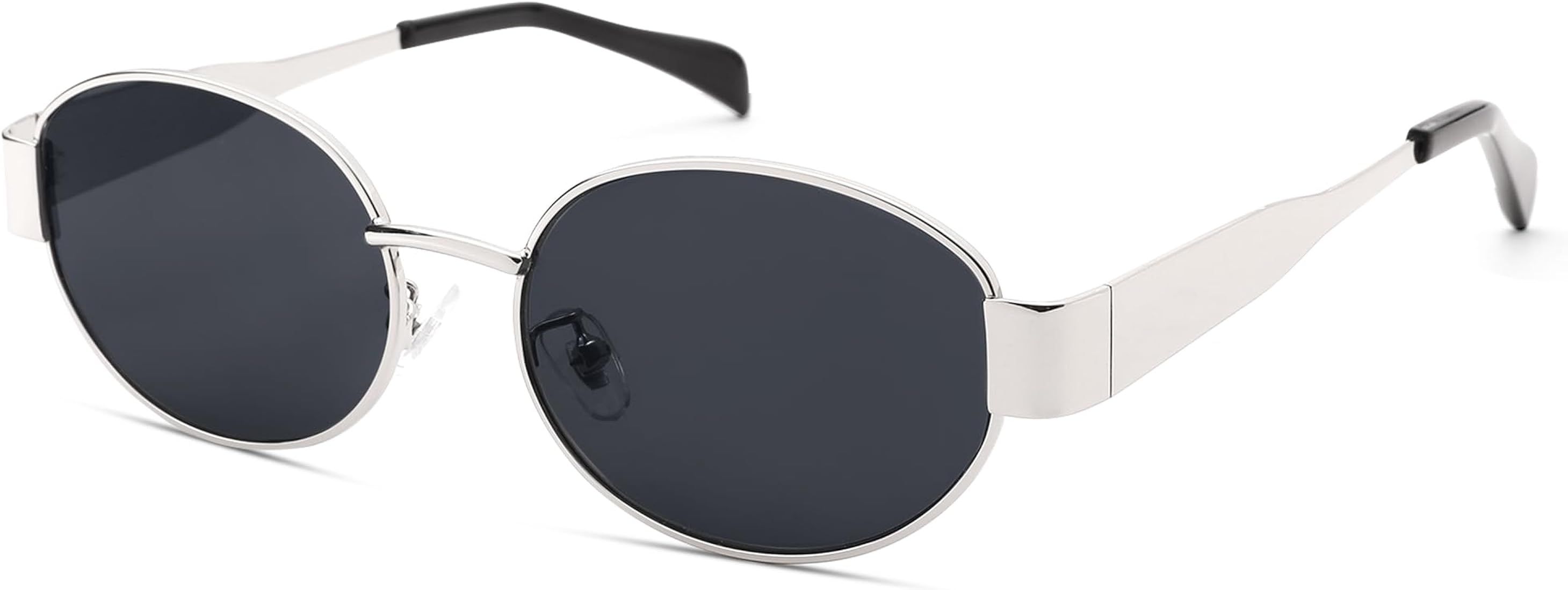 Melpomenia Retro Oval Sunglasses for Women Men - Fashion Sun Glasses - Rectangle Metal Frame Shad... | Amazon (US)