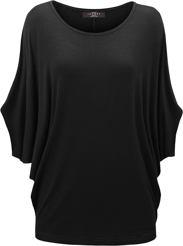 Made By Johnny Women's Scoop Neck Half Sleeve Batwing Dolman Top - Plus Size | Amazon (US)