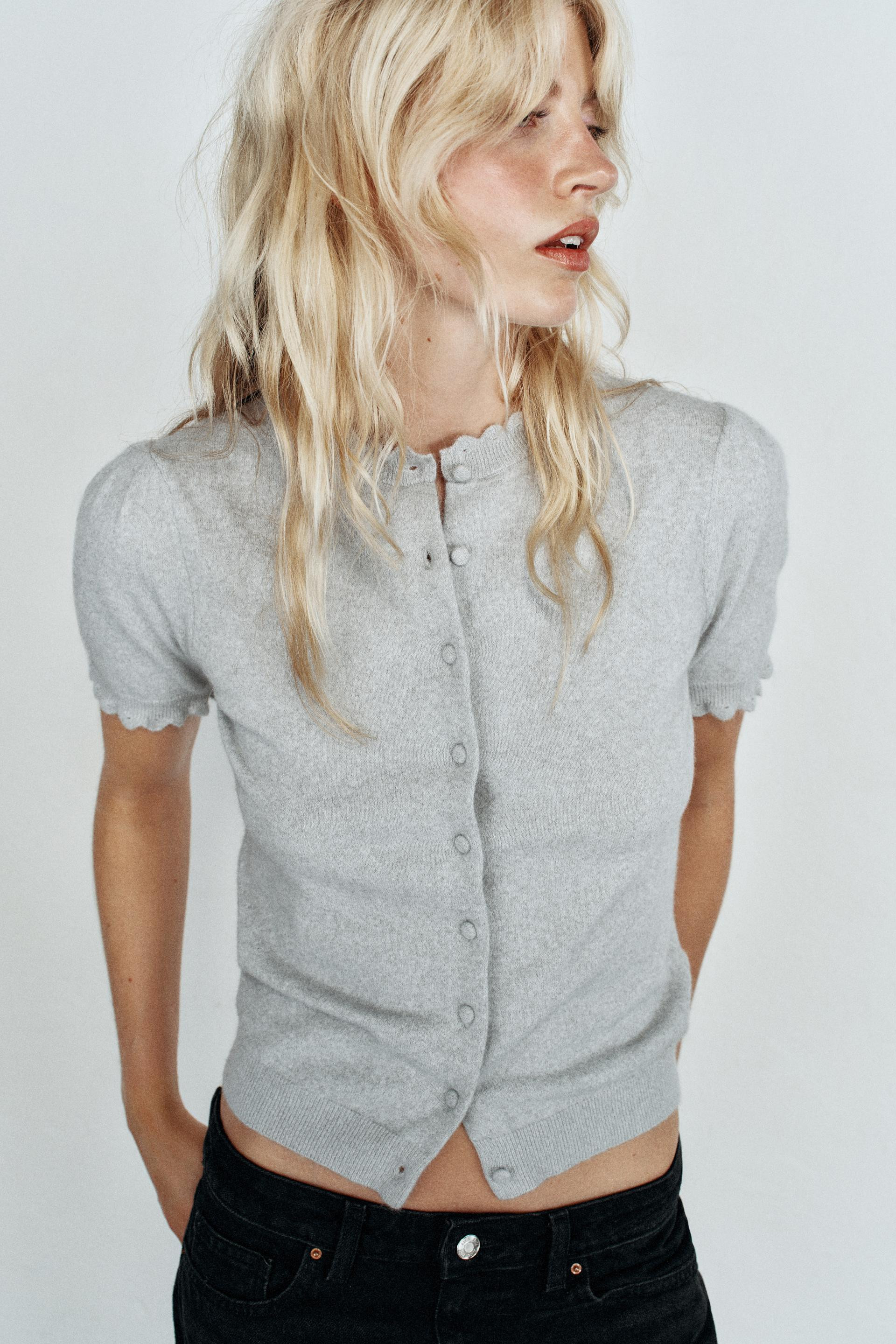 Zara - Wool Blend Bomber Jacket With Ruffles At Neck - Women - Mid-Gray - Women | Zara US