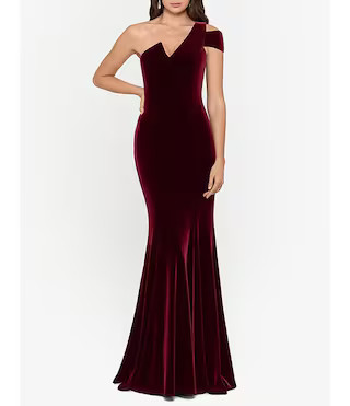 Stretch Velvet One Shoulder Gown | Dillard's