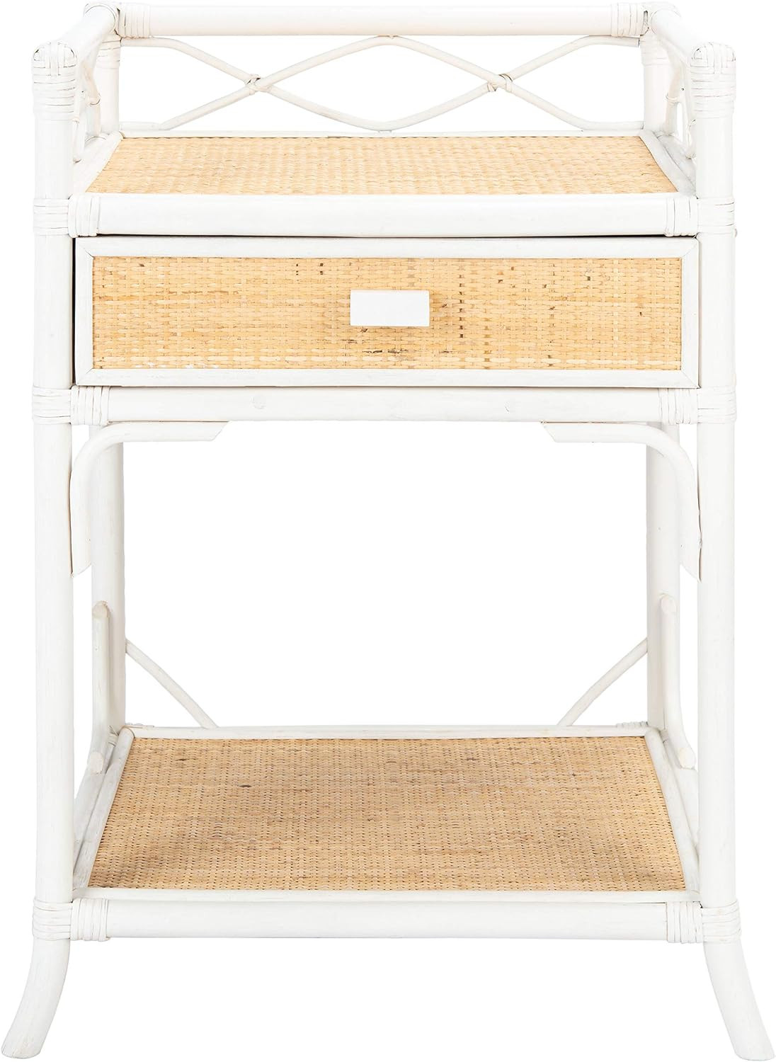 Safavieh Home Collection Rumi White and Natural Rattan 1-Drawer 1-Shelf Nightstand | Amazon (US)