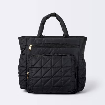 Quilted Diaper Backpack Tote - Black - Cloud Island™ | Target