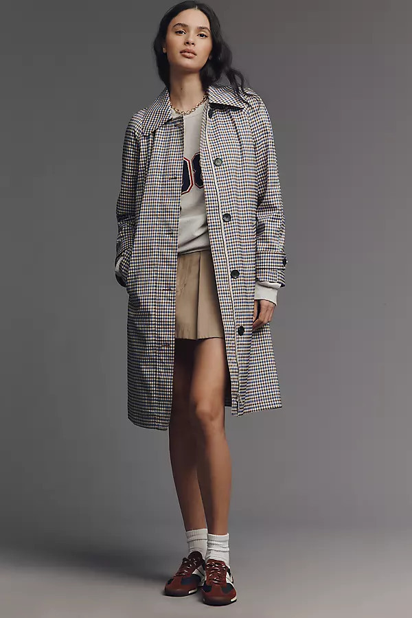 Long Gingham Trench Coat Jacket | Anthropologie (US)