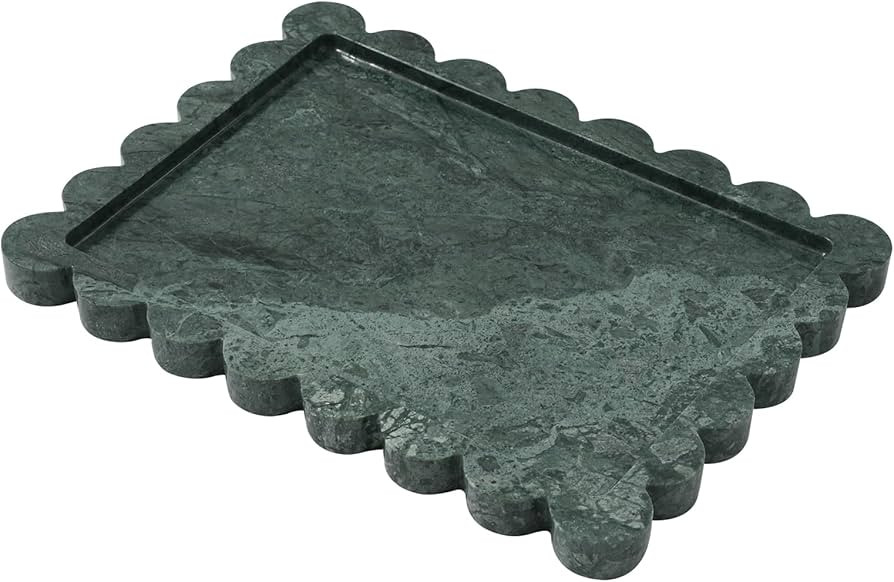 Natural Marble Scalloped Tray 10.8" x 8", Marble Vanity Tray for Jewelry Trinket Cosmetics Perfum... | Amazon (US)
