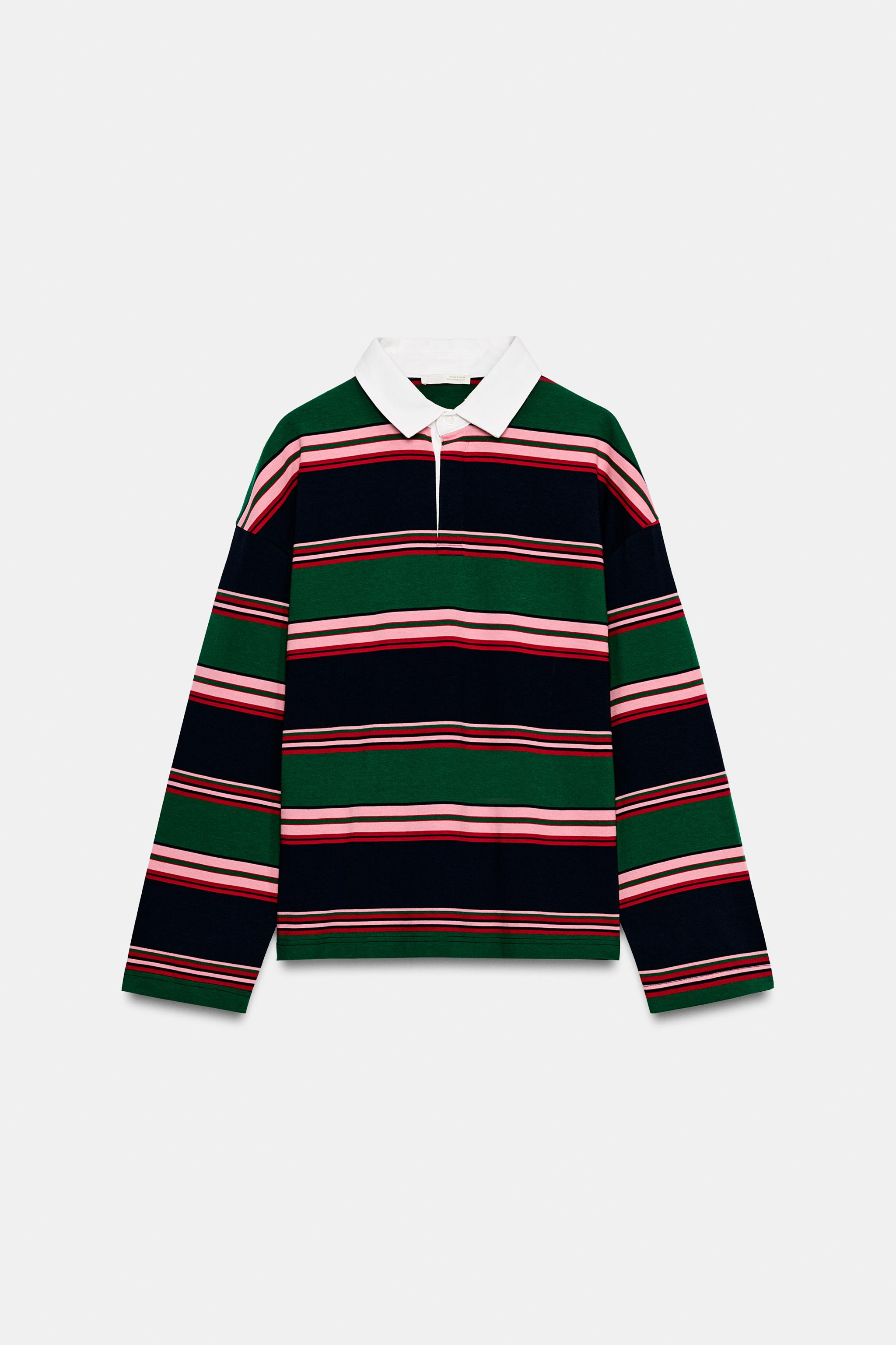 Oversized polo shirt made of 100% cotton. Featuring a lapel collar with a button placket and long... | Zara US