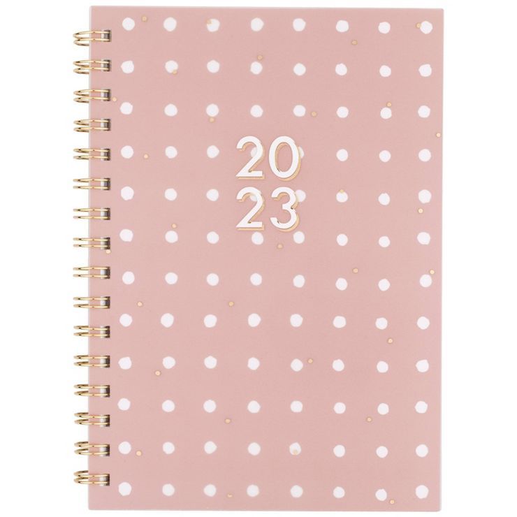 2023 Planner Weekly/Monthly 5.5"x8.5" Frosted Poly Rose with White Dots - Sugar Paper Essentials | Target