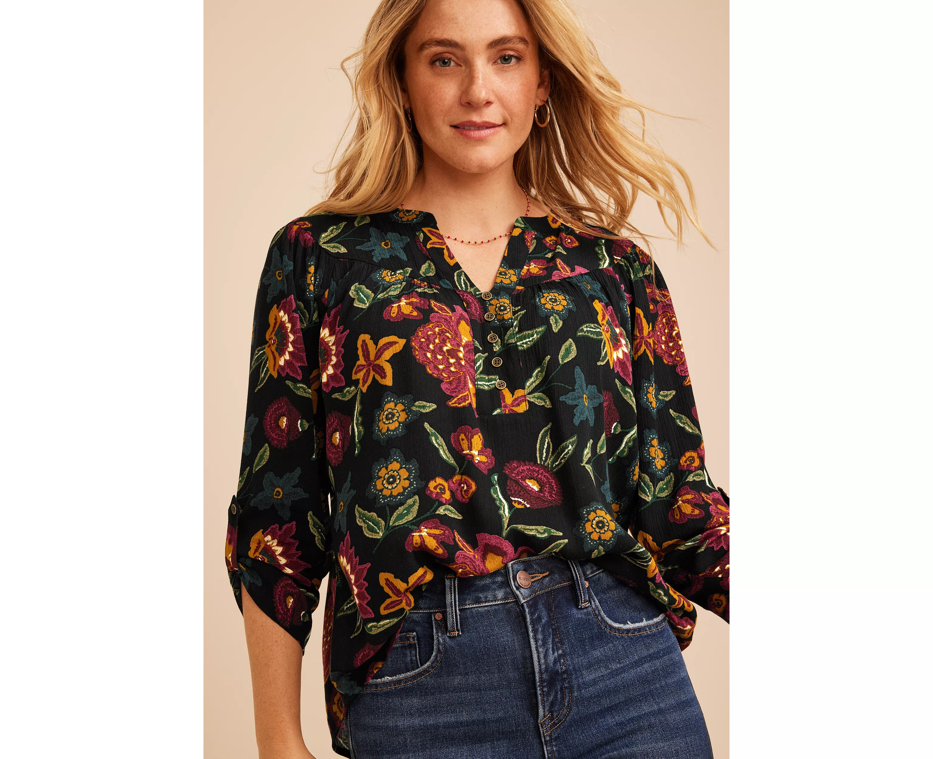 Floral Henley Blouse | maurices | Maurices