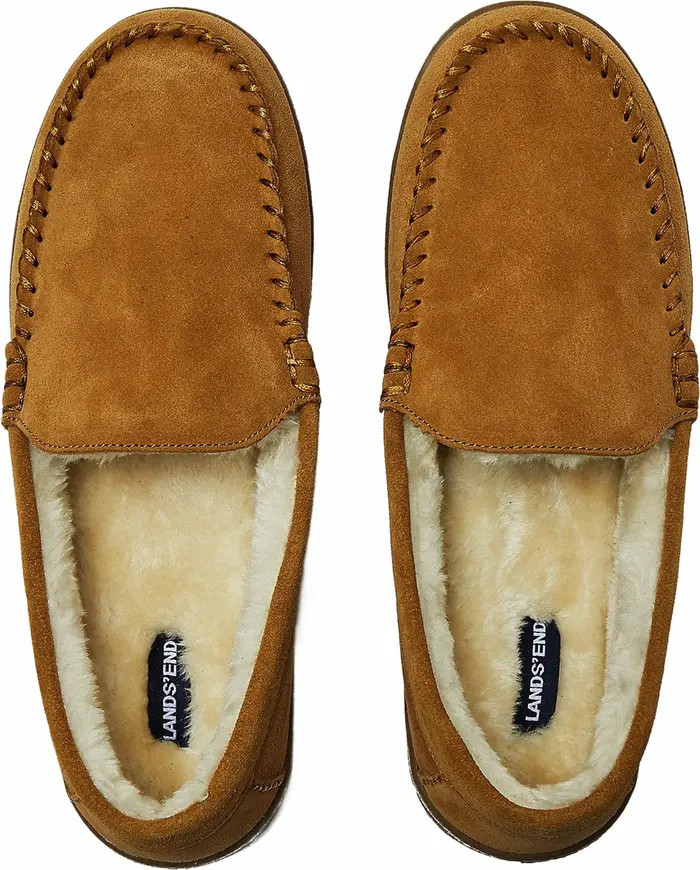 Wide Width Fuzzy Lined Suede Moccasin Slippers | Nordstrom