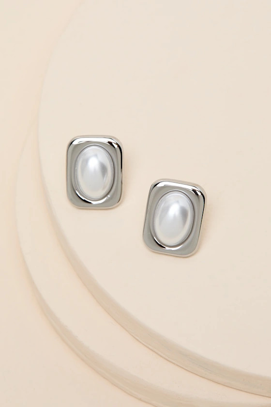 Mevelyn Silver Pearl Statement Earrings | Lulus