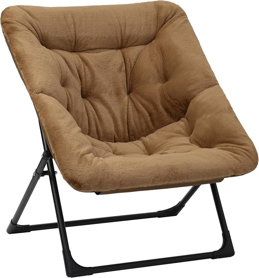 Comfy Saucer Chair for Adults, Soft Faux Fur Bedroom Chair, Accent Dorm Chairs, Flexible Living R... | Amazon (US)