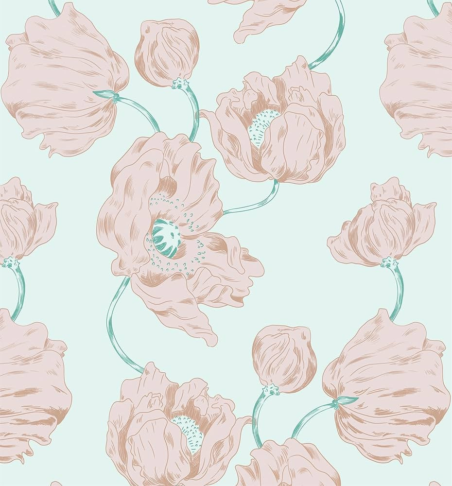 Peel and Stick Wallpaper Floral Wallpaper Pink and Green Contact Paper Removable Wall Paper Peel ... | Amazon (US)