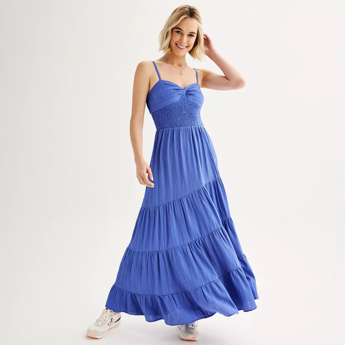 Juniors' SO® Textured Twist Front Tiered Maxi Dress | Kohl's