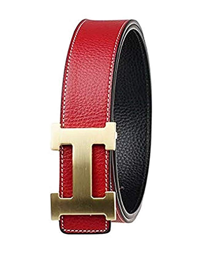 Real leather letter smooth buckle belt | Amazon (US)