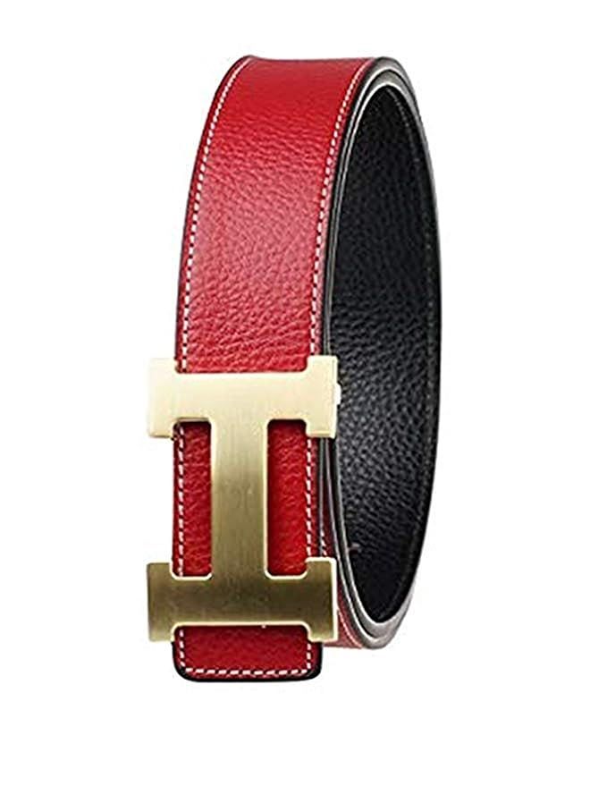 Real leather letter smooth buckle belt | Amazon (US)