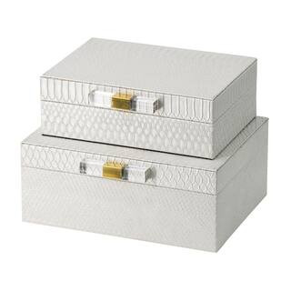 Metal Snake Print Decorative Rectangular Boxes and Acrylic Handles (Set of 2) | The Home Depot