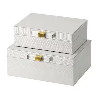 A & B Home Metal Snake Print Decorative Rectangular Boxes and Acrylic Handles (Set of 2)-45491 - ... | The Home Depot