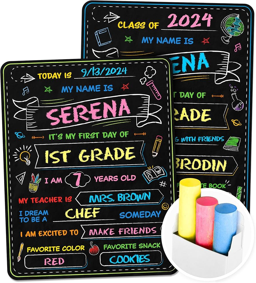 First Day of School Sign - First Day of School Board - 14” X 11” Double-Sided & Reusable - La... | Amazon (US)