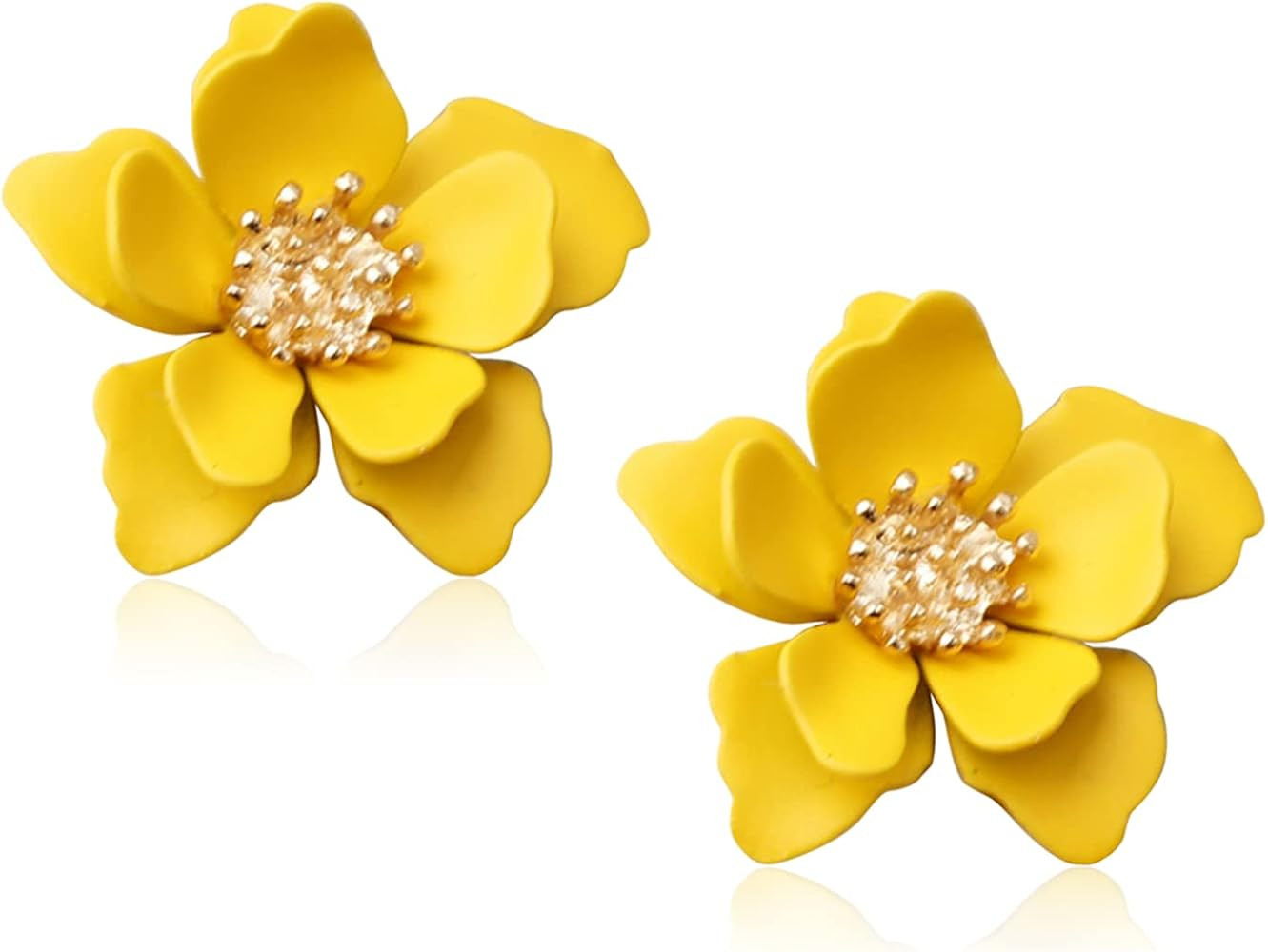 Boho Flower Stud Earrings with White Pearl - Daisy Dangle Drop Earrings with Gold Flower Bud | Amazon (US)