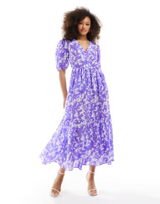 & Other Stories tiered volume maxi dress in pastel violet marble | ASOS | ASOS (Global)