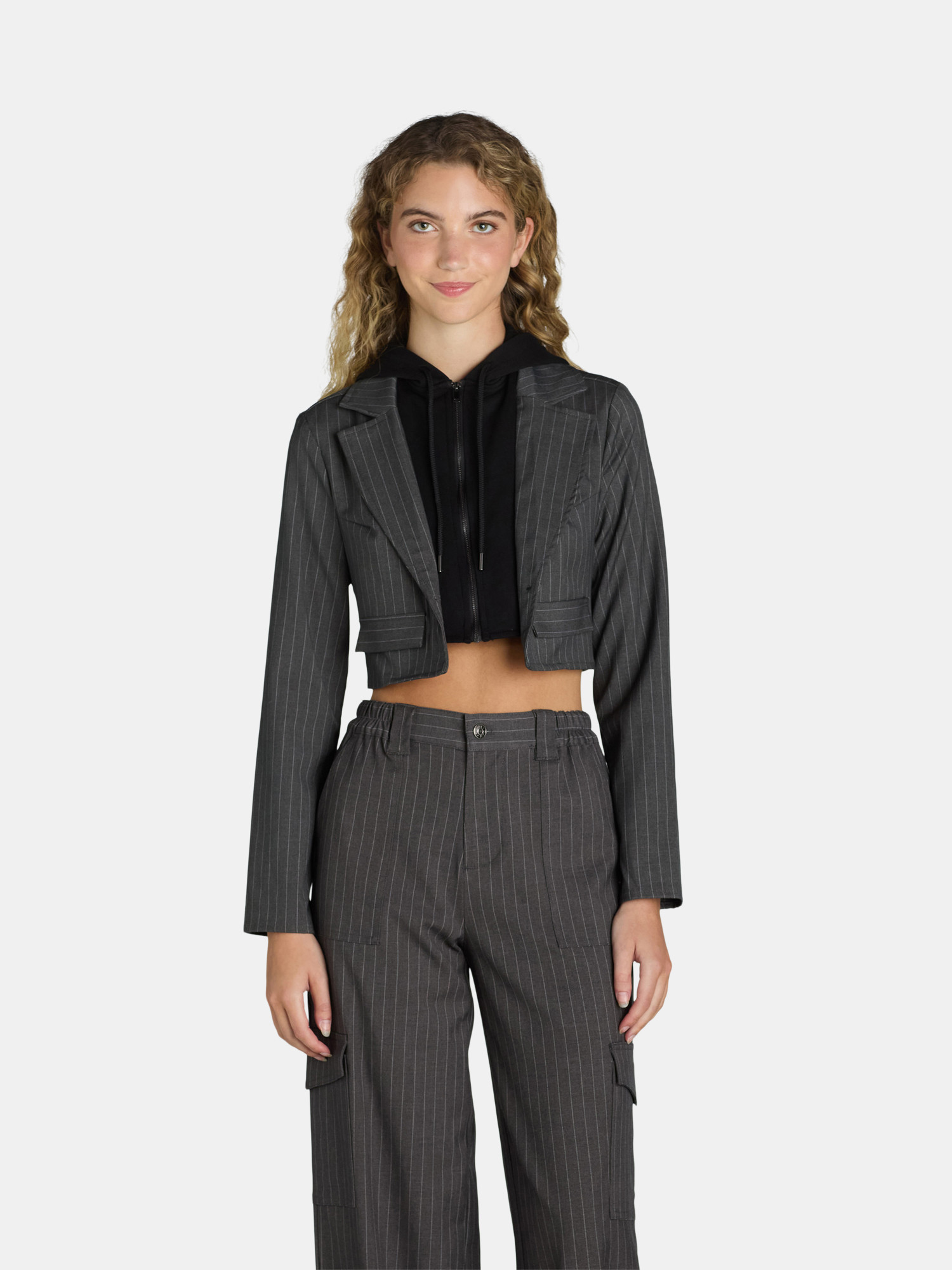 Madden NYC Juniors Hoodie Blazer, Sizes XXS-XXL | Walmart (US)