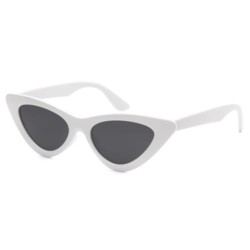 LIKSMU Cat Eye Sunglasses for Women Narrow Cateye Frame Trendy Bride Sunglasses Bachelorette Party Bride Gift White Frame | Amazon (US)