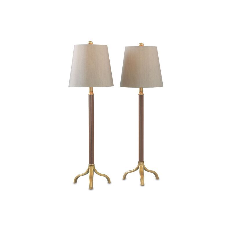 S/2 Portobello Buffet Lamp, Leather | One Kings Lane