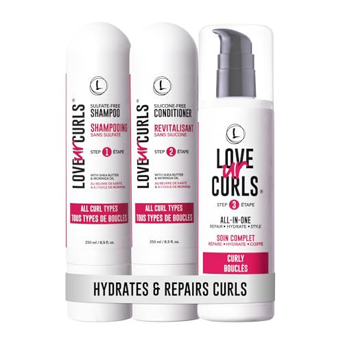 Love Ur Curls - Shampoo & Conditioner Set with All in One Curl Cream Styler for Curly Hair, 3 Step System to Repair and Moisturizing | Amazon (CA)