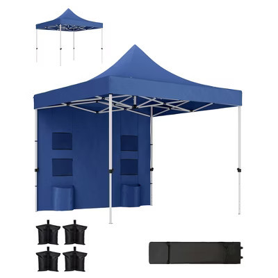 Outsunny 10' x 10' Heavy Duty Pop Up Canopy Tent with Sidewall, UPF50+ Instant Sun Shelter, Dark Blue | Target