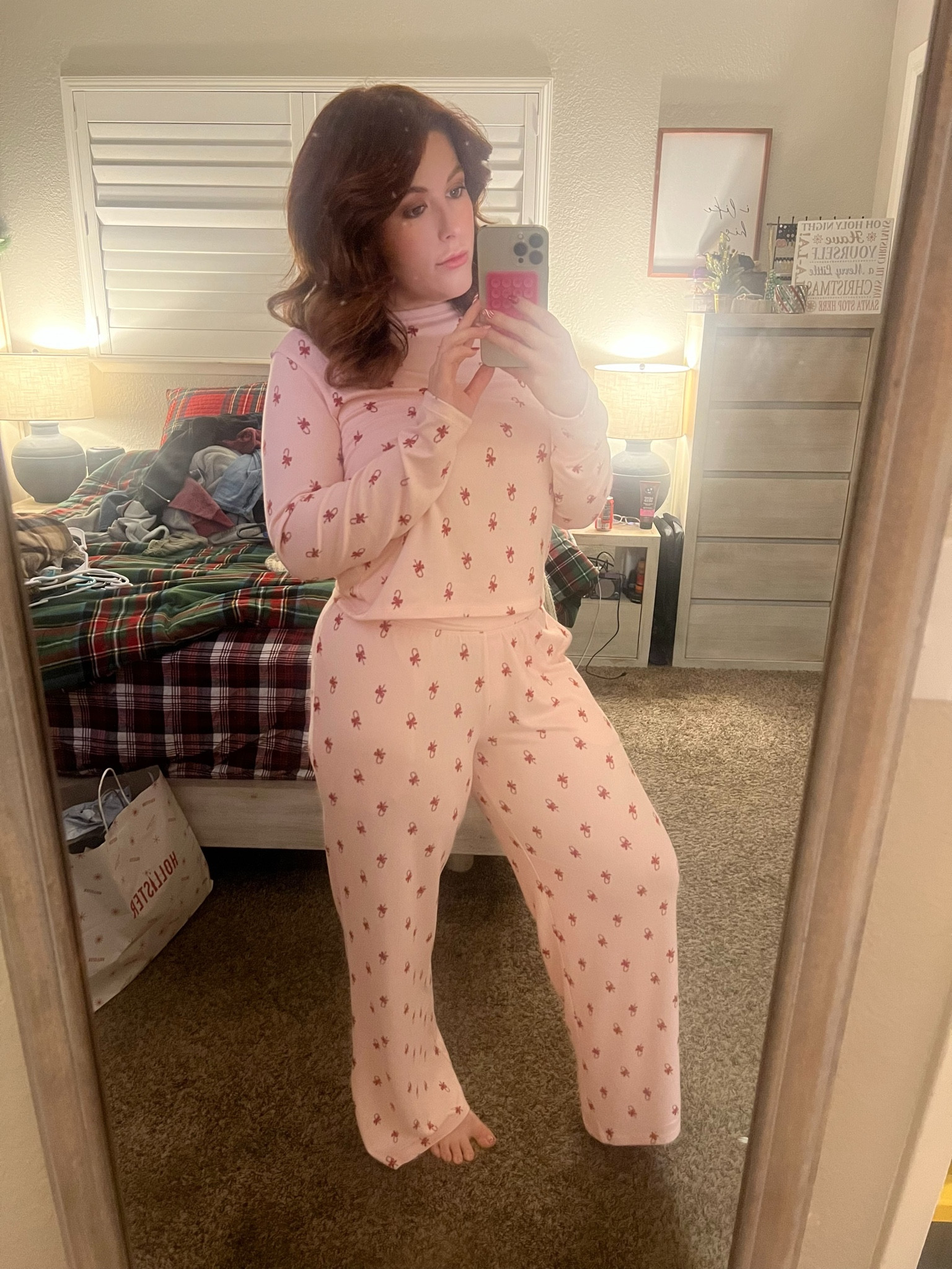 Found these festive pajamas at Hollister. I am in a size Small. 