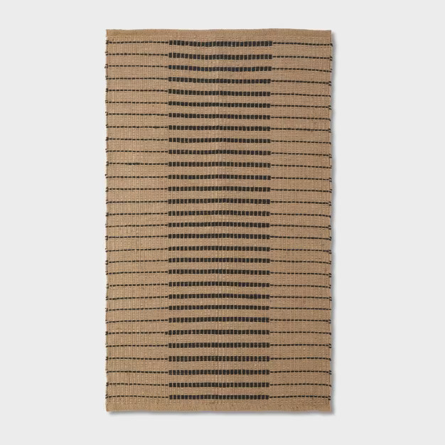 Reseda Hand Woven Striped Jute Cotton Area Rug Black - Threshold™ designed with Studio McGee | Target