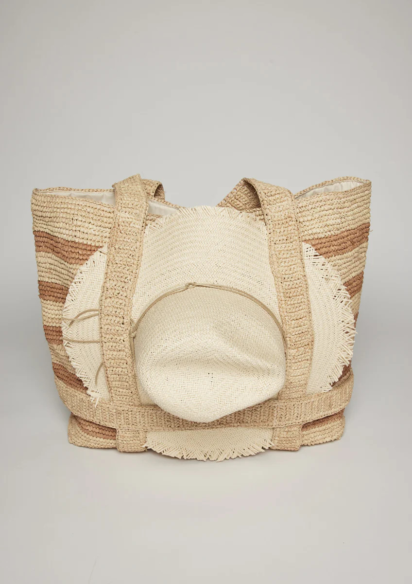 The Original Straw Traveler Bag- Toast Stripe | Hat Attack