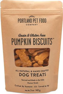 Portland Pet Food Company Pumpkin Biscuits Grain-Free & Gluten-Free Dog Treats, 5-oz bag | Chewy