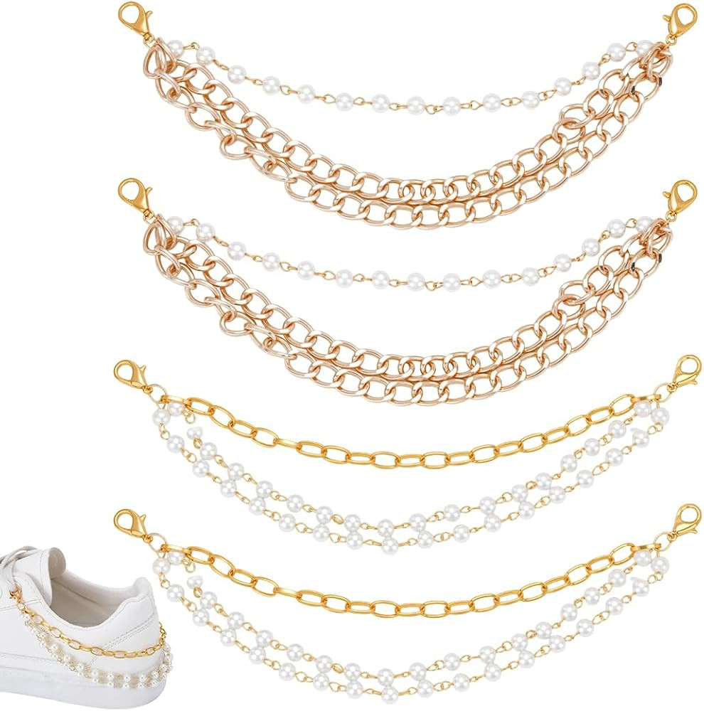 PH PandaHall Pearl Shoes Chains, Shoes Charms Pearl Beaded Boot Chains Shoe Accessories for DIY S... | Amazon (US)