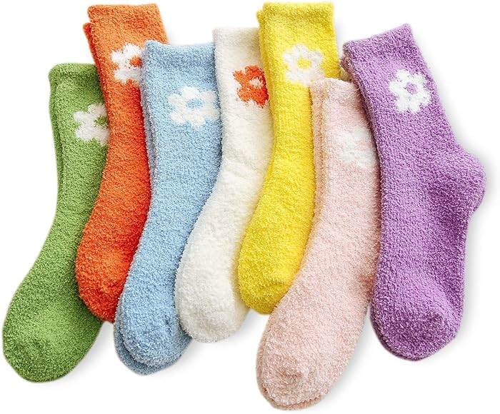 Women's Cozy Fluffy Socks Fuzzy Socks Plush Socks 5,6,7,8 Pairs | Amazon (US)
