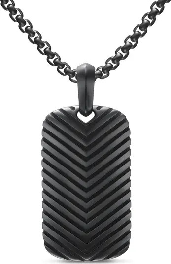 Men's Chevron Tag in Black Titanium, 34mm | Nordstrom