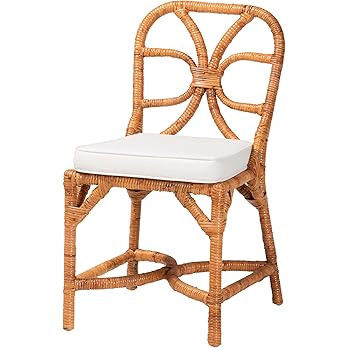 Bali & pari Alondra Natural Rattan Dining Chair - Handwoven Wicker Side Chair with Removable Cush... | Amazon (US)