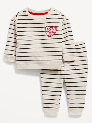 Unisex "Feelin' the Love" Valentine's Sweatshirt and Sweatpants Set for Baby | Old Navy (US)
