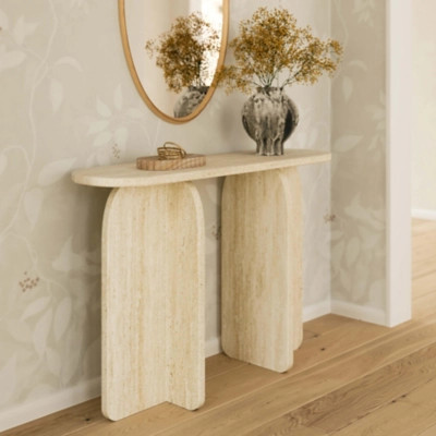 TOV Furniture Clementine Console Table, Travertine | Ashley