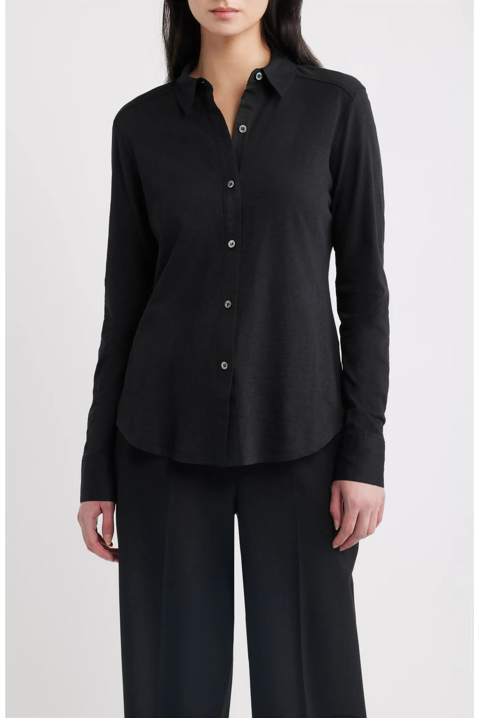 Theory Riduro C.Nebulous Organic Cotton Slub Long Sleeve Button-Up Shirt in Dark Olive at Nordstr... | Nordstrom
