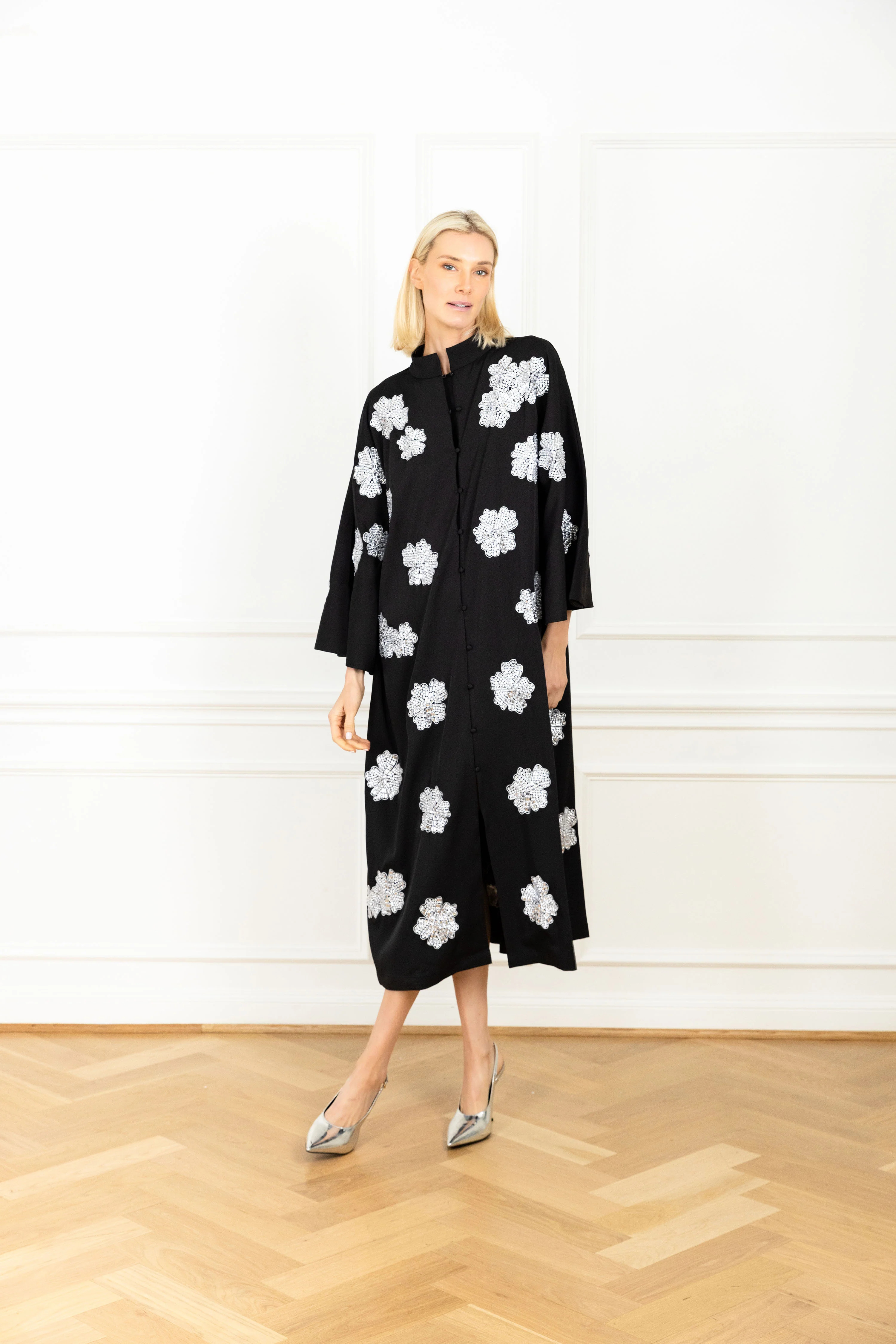 Crystal Hibiscus Maxi Open Front Caftan | La Vie Style House